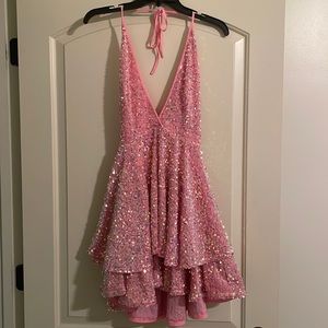 UNFORGETTABLE NIGHTS SEQUIN MINI DRESS - PINK - FASHION NOVA -NWT | SIZE M